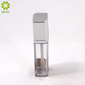 empty cosmetic packaging square clear lip gloss container with silver cap